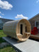 CT Tranquility Barrel Sauna in the backyard 
