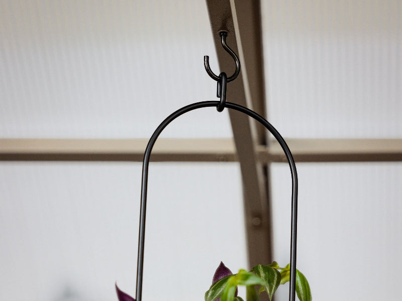 Gazebo Penguin Myrdal Solarium With the Polycarbonate Roof View of the hooks holding a plant