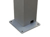 Gray metal post with a square base on a white background
