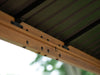 Wooden Gazebo structure with metal brackets