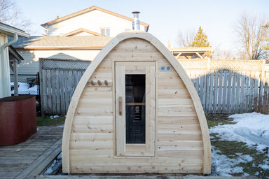 Leisurecraft CT Mini Pod Sauna view in the yard
