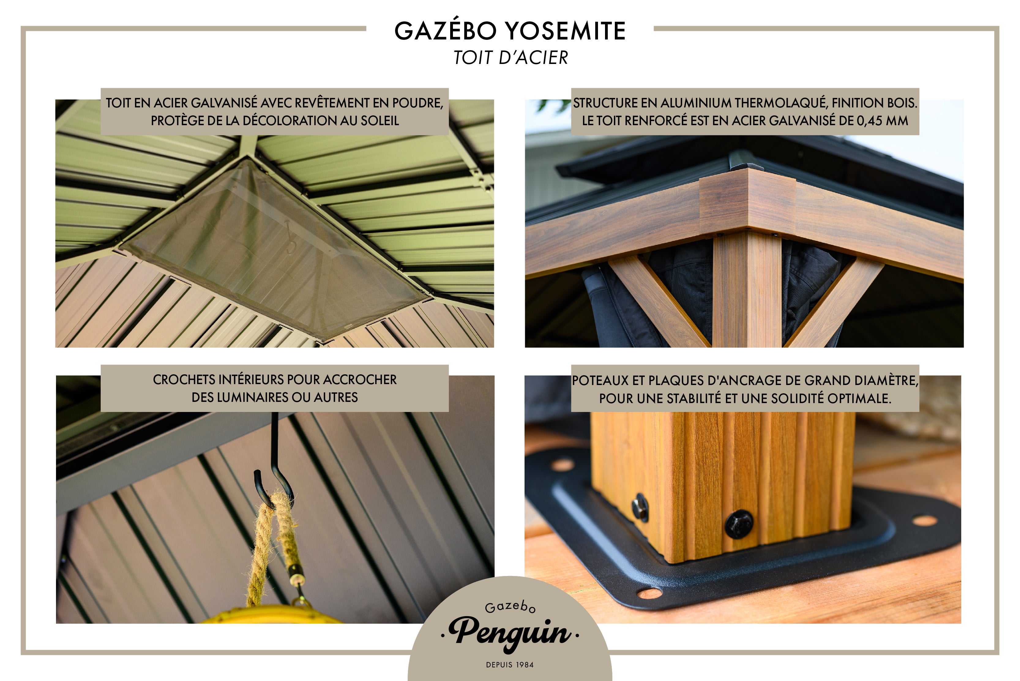 The penguin Yosemite gazebo features in French